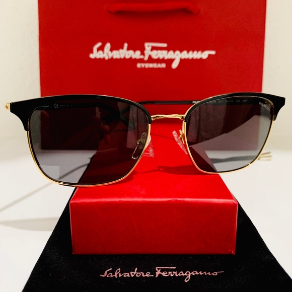 FERRAGAMO Model SF180SP Sunglasses in BLACK/GOLD - Picture 2 of 7